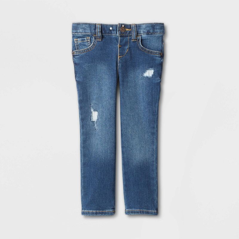Toddler Girls' Mid-Rise Distressed Skinny Jeans - Cat & Jack™ Blue | Target
