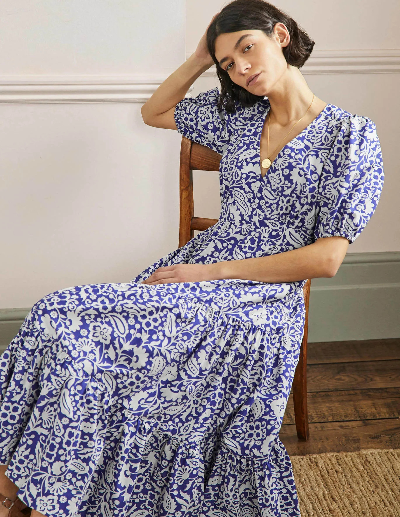 Puff Sleeve Tiered Midi Dress | Boden (US)