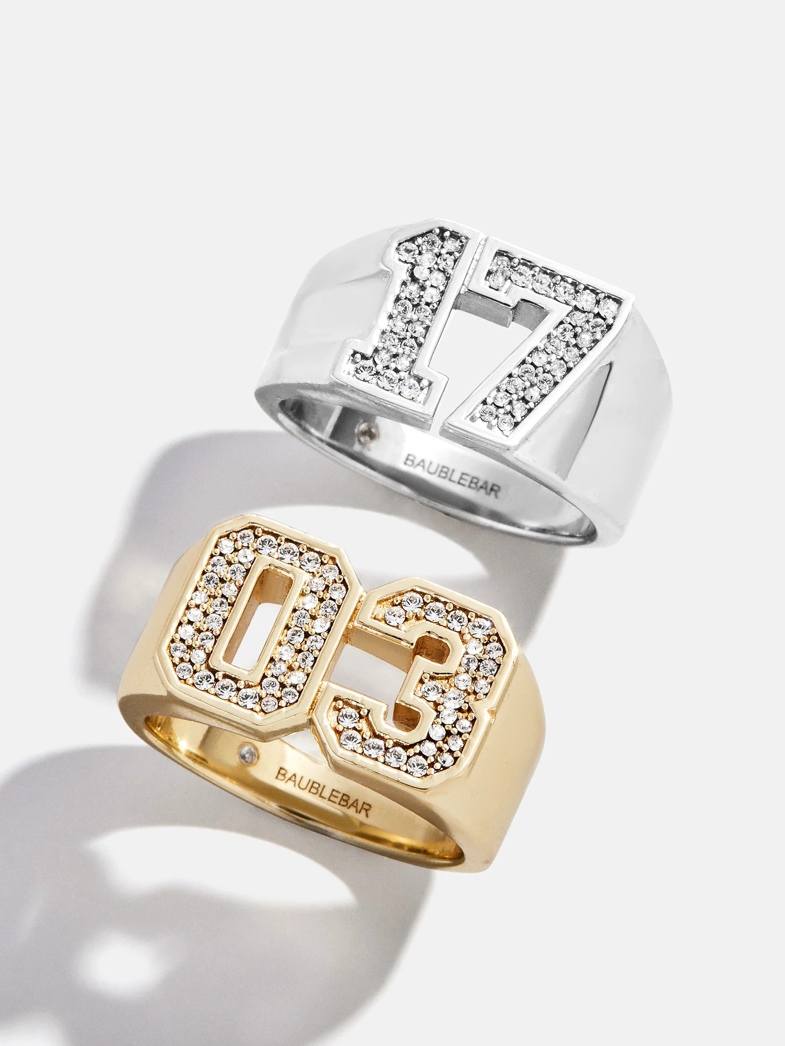 Varsity Number Custom Ring - Gold/Pavé | BaubleBar