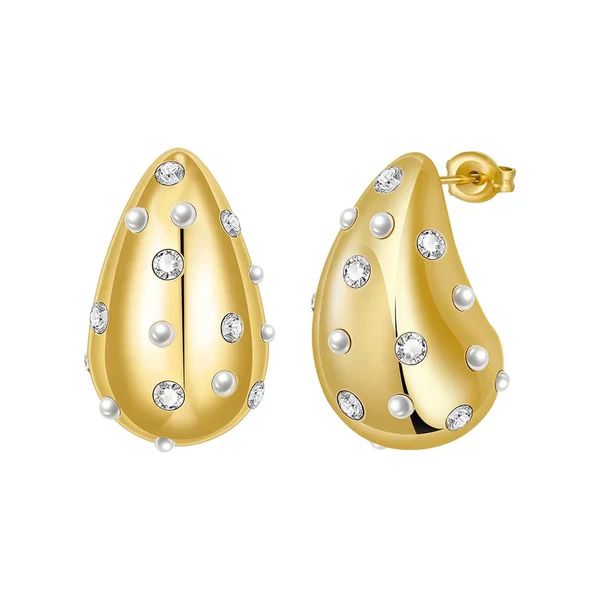 Raindrop CZ Pearl Earrings | Sahira Jewelry Design