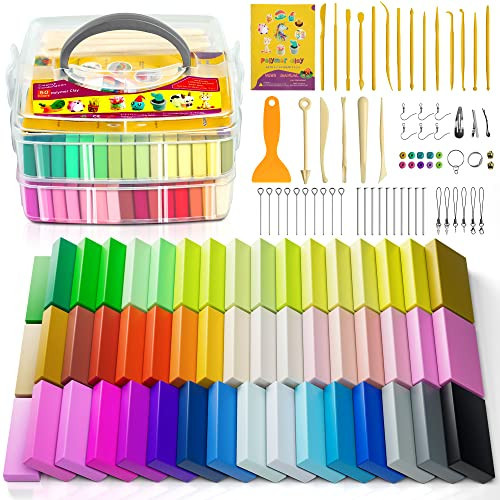 Polymer Clay 52 Colors, Modeling Clay for Kids, Non-Sticky Oven Bake Clay with Sculpting Tools and Accessories, Halloween Christmas Gift for Children and Artists | Amazon (US)