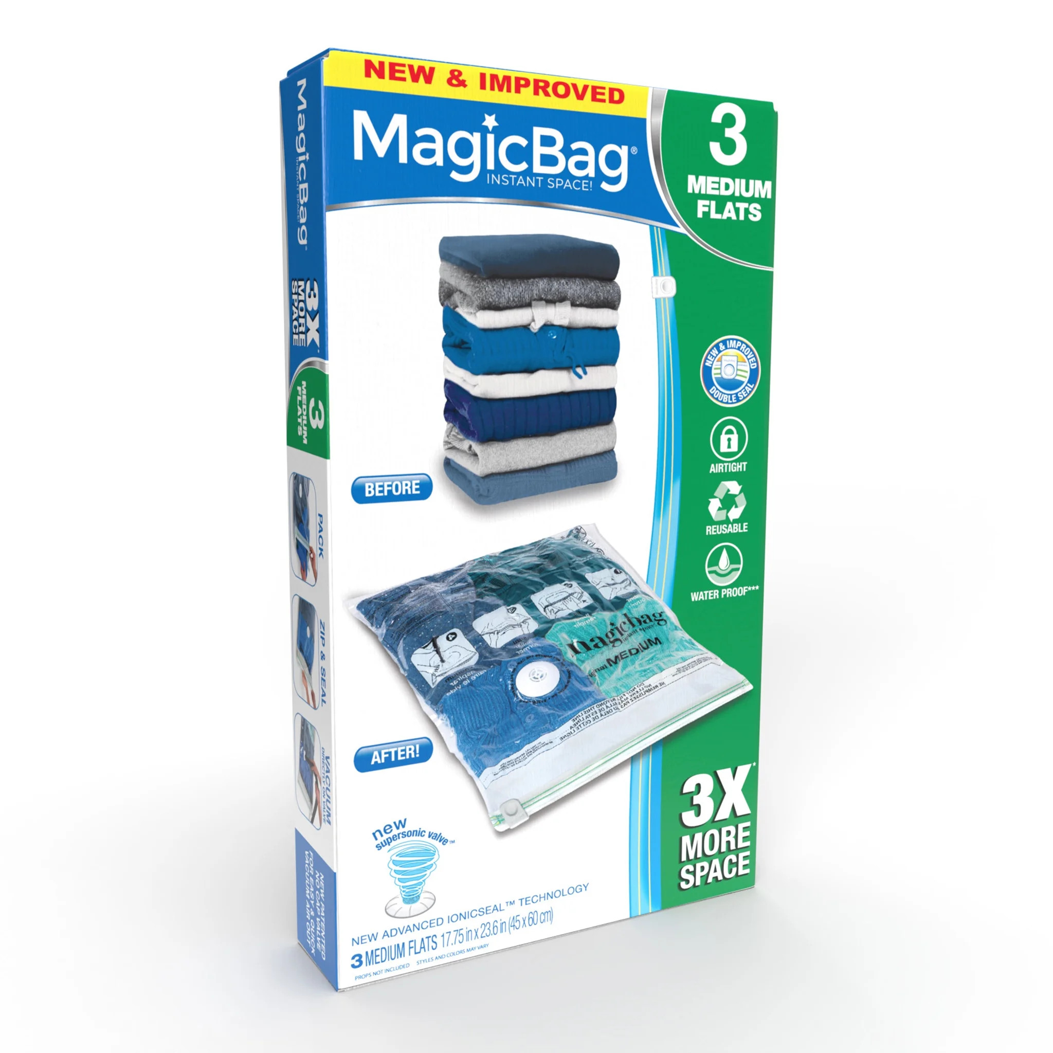 MagicBag Space Saver bag, Vacuum Storage Bag, Flat, Medium, Clear | Walmart (US)