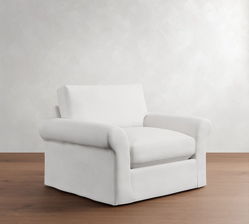 PB Comfort Modern Roll Chair-And-A-Half Slipcover, Twill White | Pottery Barn (US)