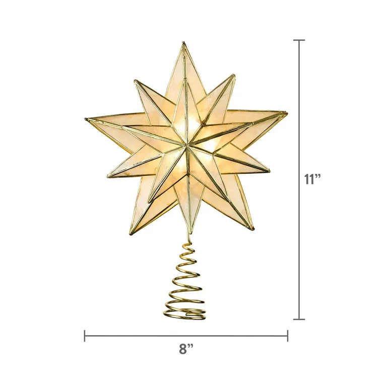 Light-Up LED Gold Capiz Star Christmas Tree Topper, by Holiday Time | Walmart (US)