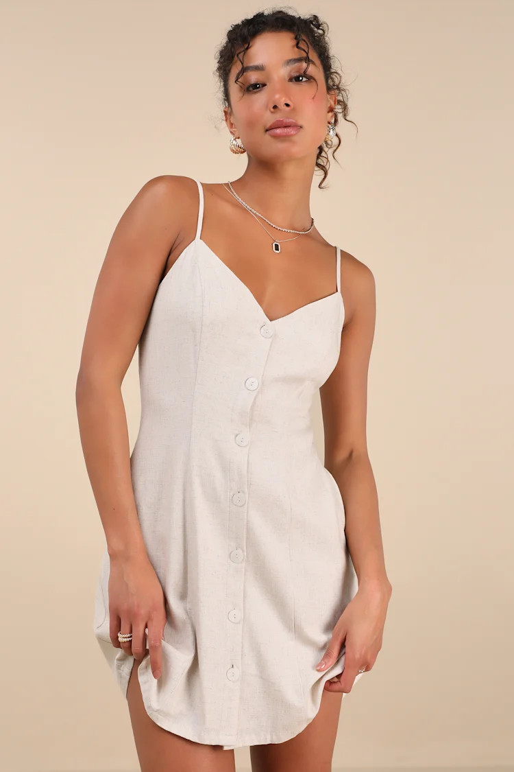 Favorite Find Light Beige Mini Dress With Pockets | Lulus