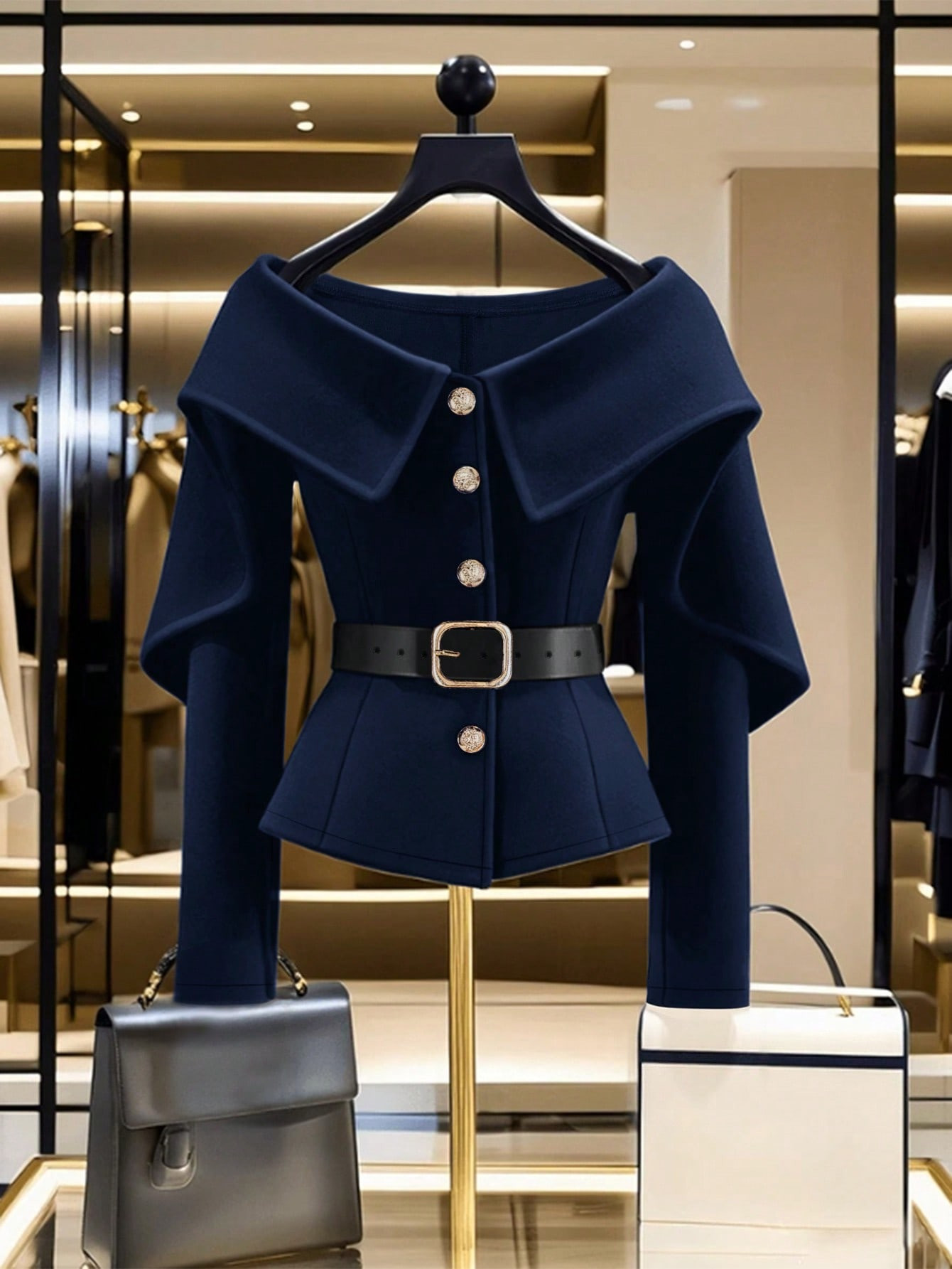 Franclia Women's Ruffle Collar Long Sleeve Short Overcoat, Winter | SHEIN