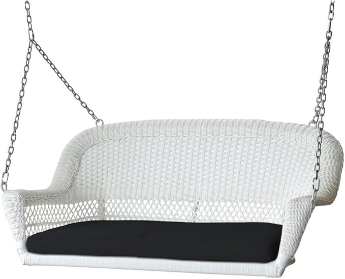 Jeco W00206S-B-FS017 Wicker Porch Swing, White | Amazon (US)