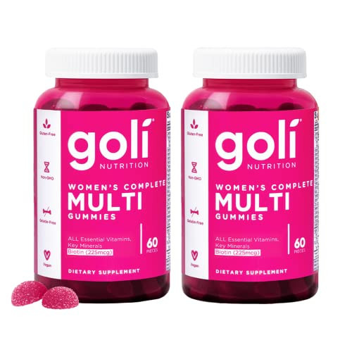 Goli Women's Multi Gummies - Complete Daily Multivitamin with All 13 Essential Vitamins, Biotin, Zinc - Supports Hair, Skin, Nails, Immune System - Vegan, Non-GMO - 60 Count (2 Pack) | Amazon (US)