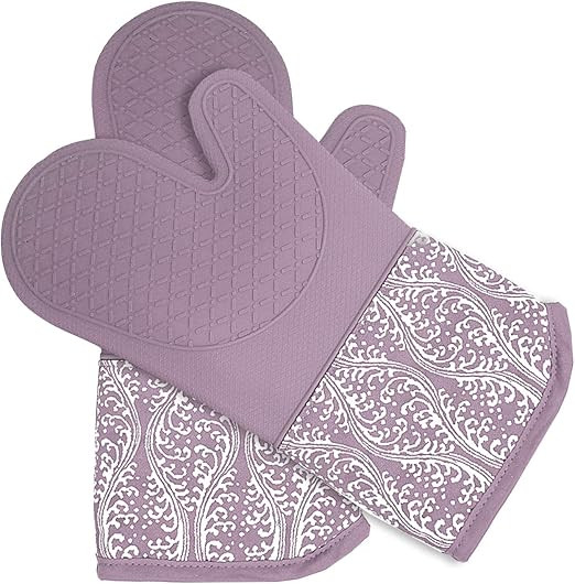 Heat Resistant Silicone Oven Mitts with Quilted Cotton Lining, 1 Pair Non - Slip Extra Long Oven ... | Amazon (CA)