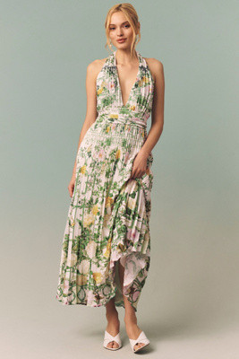 BHLDN Halter Backless Printed Maxi Dress | Anthropologie (US)