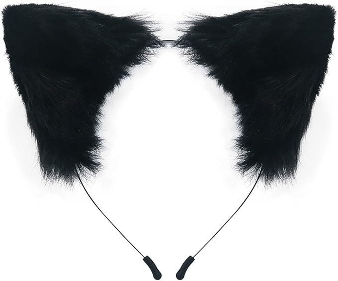 QinRuan Cat Fox Faux Fur Ears Headband Cute Halloween Fancy Dress Cosplay Handmade Animal Furry E... | Amazon (US)