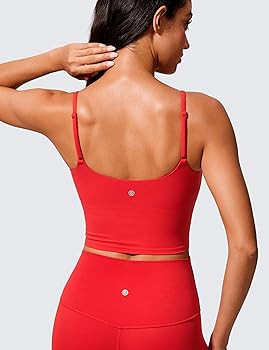 CRZ YOGA Butterlift Adjustable U Back Crop Tank Tops for Women - Padded Camisole Scoop Neck Worko... | Amazon (US)