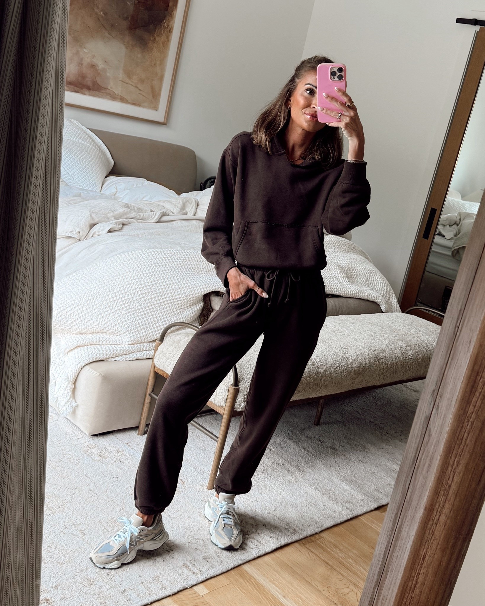 okay y’all, this new french terry material is a DREAM 😍🤎  runs tts / wearing xs in both 

#LTKSaleAlert