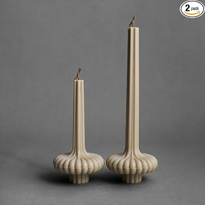 LAWA Set of 2 Pumpkin Base Candle - Beautiful Handmade Pillar Unscented Soy Wax Elegant Aesthetic... | Amazon (US)