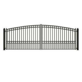 Paris Style 18 ft. x 6 ft. Black Steel Dual Driveway Fence Gate | The Home Depot