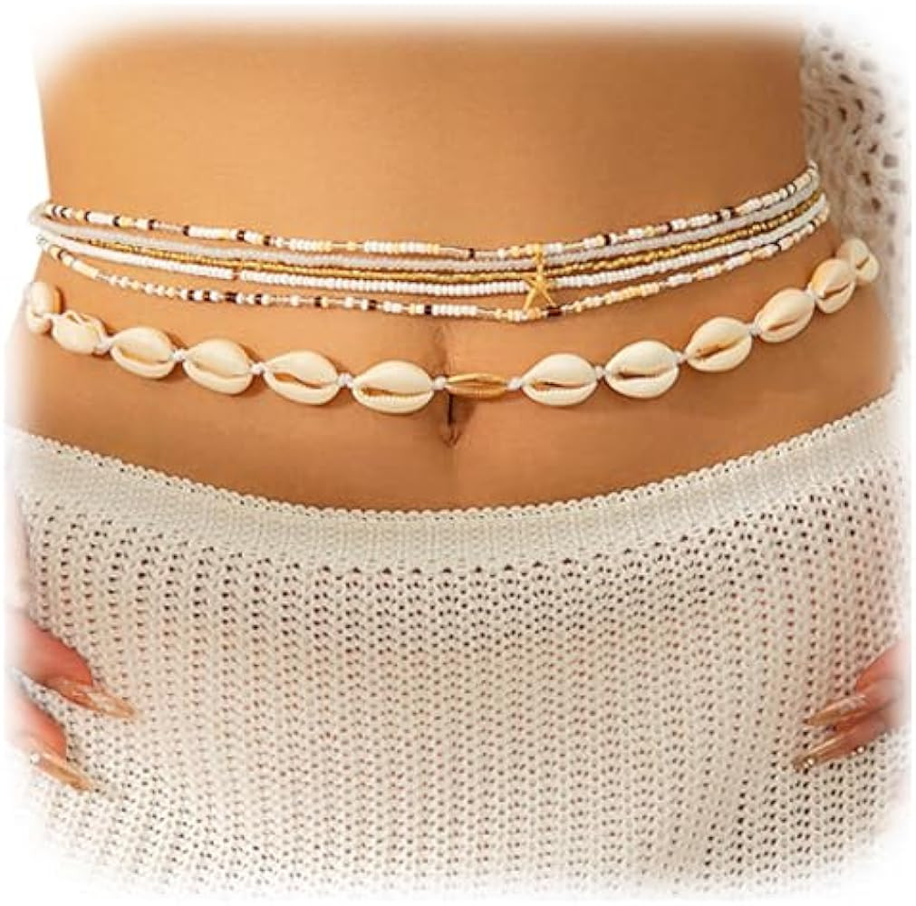 Summer Beach Coloful Beads Waist Chain Jewelry Sets Multi-layered Beaded Belly Chain Sexy Bikini ... | Amazon (US)