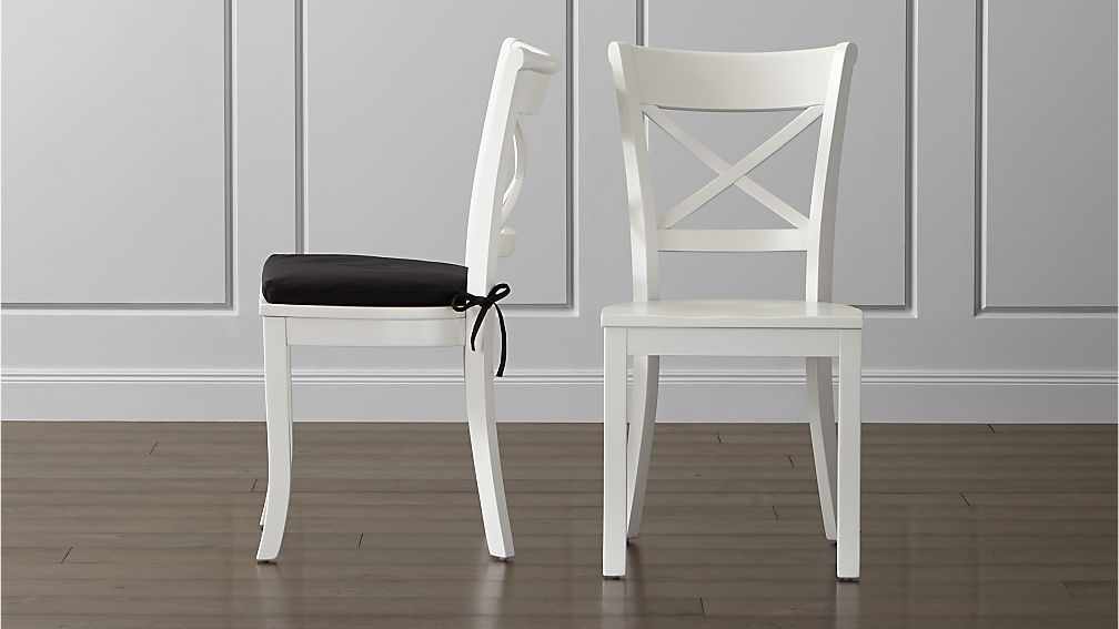 Vintner White Wood Dining Chair and Cushion | Crate & Barrel