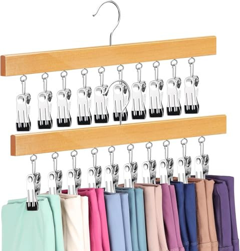 Legging Organizer for Closet, Pants Hangers with Clips Holds 20 Leggings, Jeans, Hats, Shorts, Socks, 360° Rotating Space Saving Hanging Clothes Organizer for Closet Organizers and Storage 2Pcs | Amazon (US)