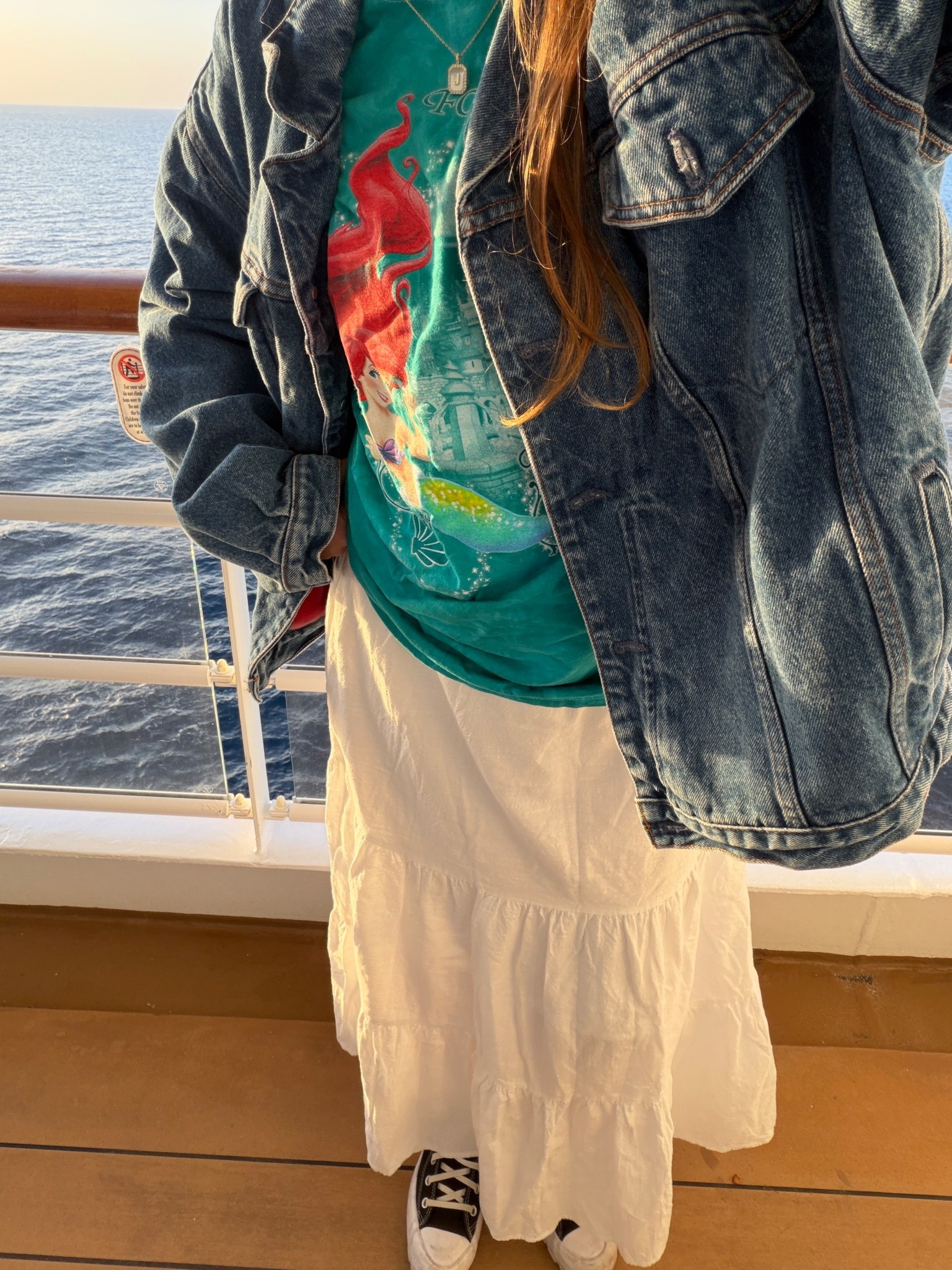 Outfit for dinner at Triton’s while aboard the Disney Wonder ✨

Ariel tee: Vintage (@reworkedmagicco on ig)
Skirt: Amazon
Jean jacket: Vintage GAP (linked similar)
Shoes: Converse 

Ig: @jkyinthesky 

#disney #disneystyle #disneyvintage #disneycruise #disneycruiseline #disneystyleinspo #disneycreator #disneycreators #disneyootd #disneyoutfits #disneyprincess #disneyprincesses #summerstyle #cruisestyle #cruisevacation #summeraesthetic

#LTKootd #LTKgrwm #LTKTravel