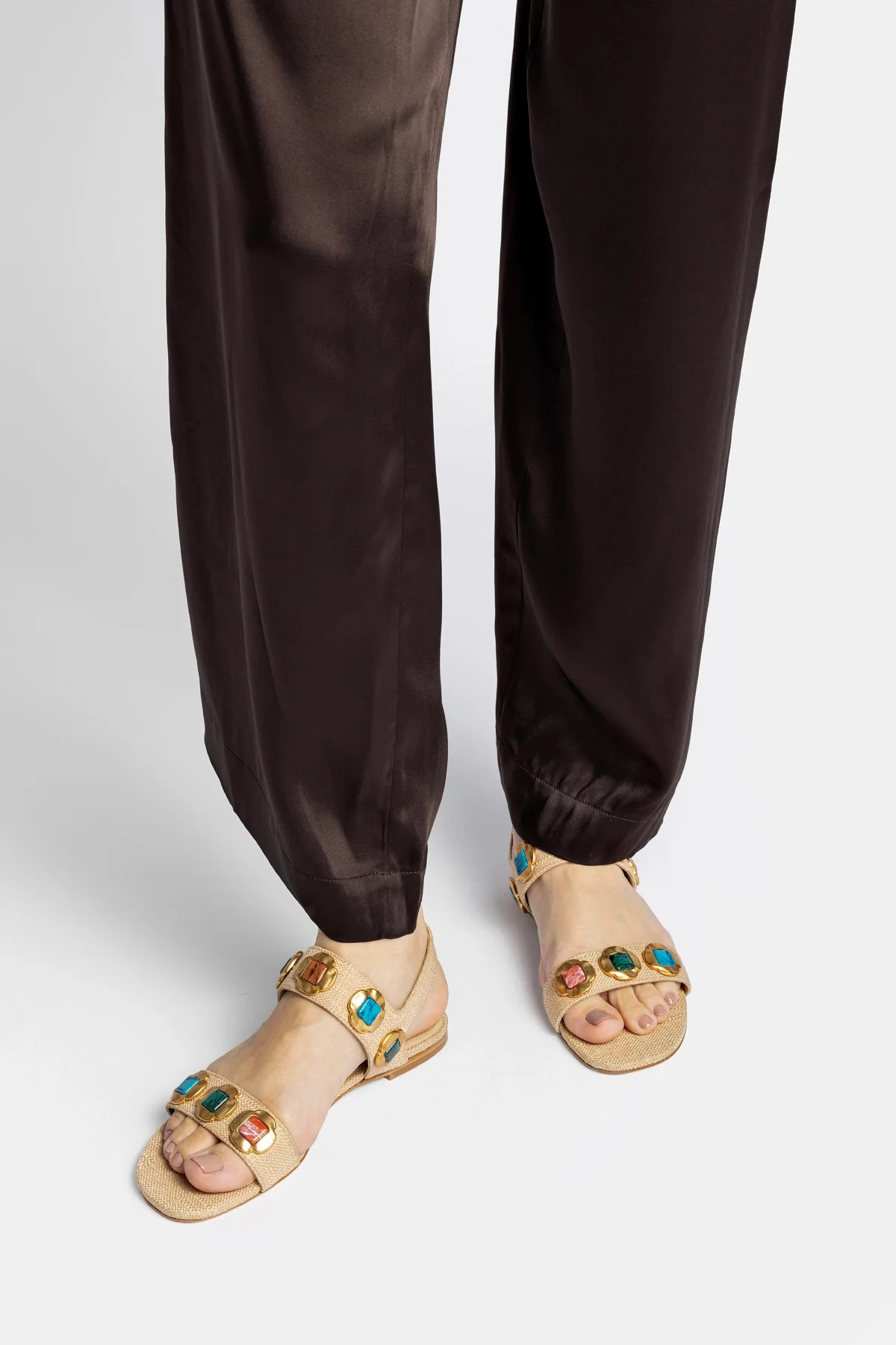 Milan Gioiello Flat In Beige Raffia | Larroude