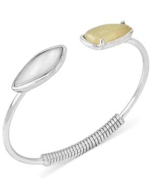 Kenneth Cole New York Silver-Tone Double Stone Cuff Bracelet | Macys (US)