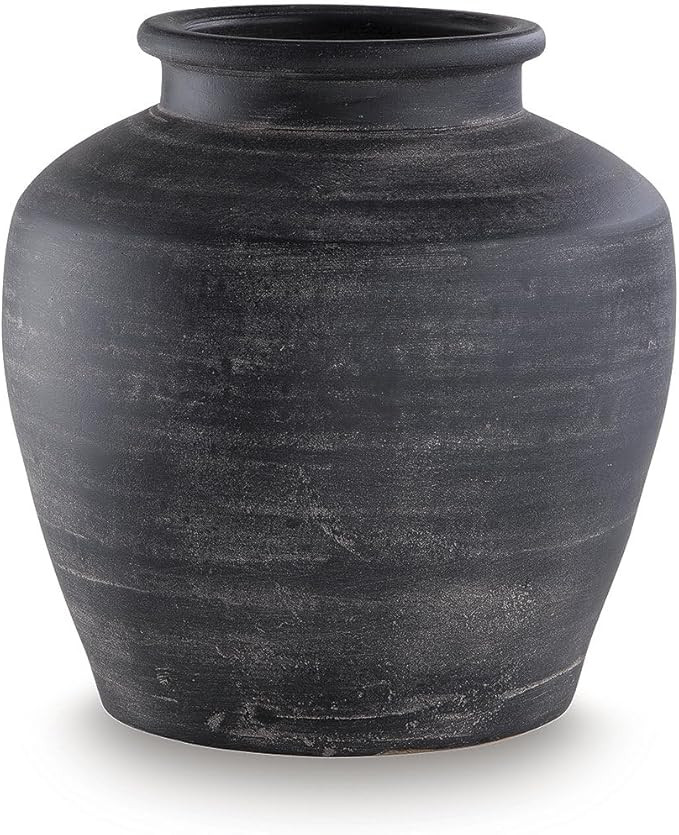 Signature Design by Ashley Meadie Casual Indoor Distressed Terra Cotta Vase with Wide Mouth, Blac... | Amazon (US)