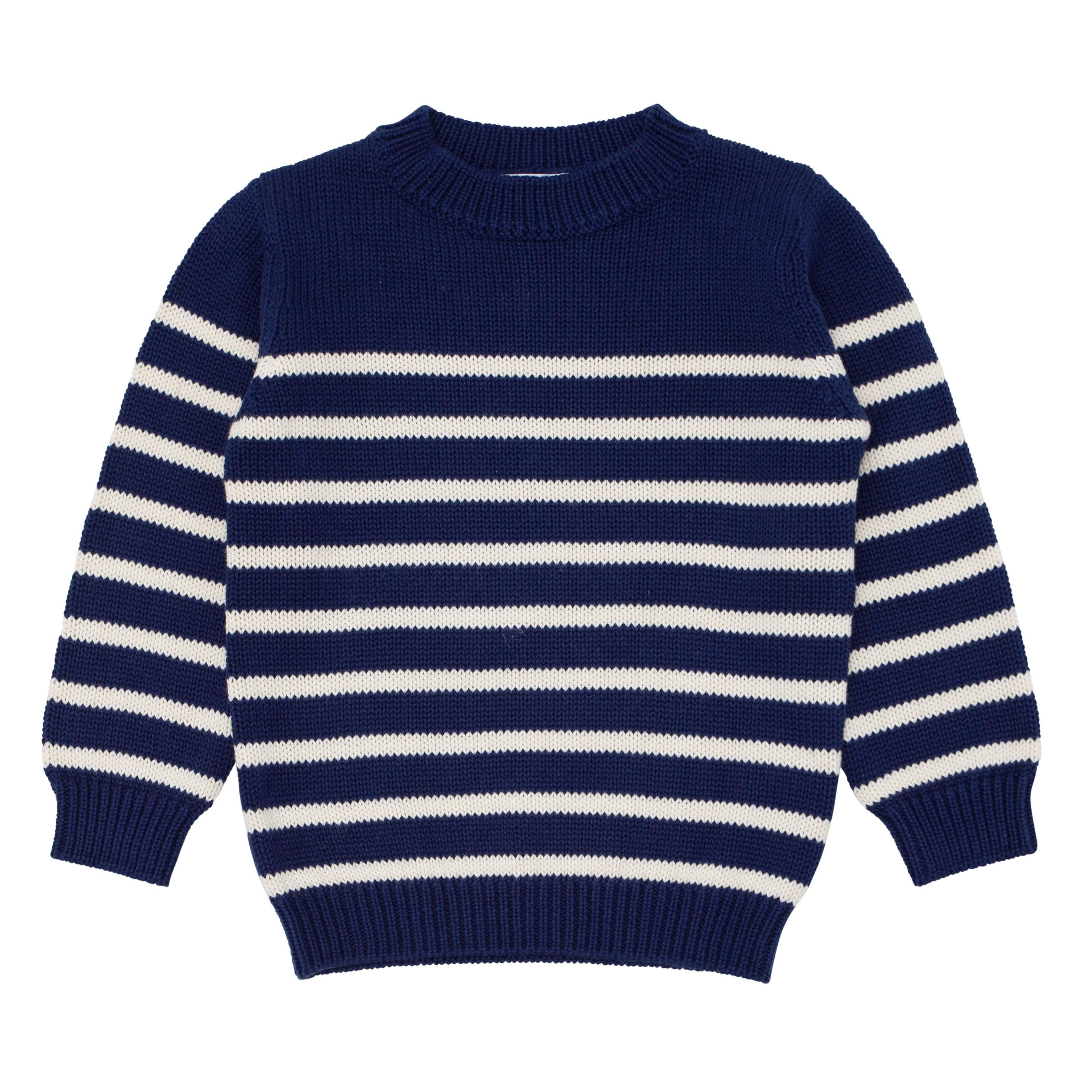 unisex navy and cream stripe knit sweater | minnow