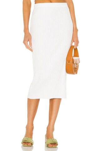 Enza Costa Rib Sweater Knit Pencil Skirt in White from Revolve.com | Revolve Clothing (Global)