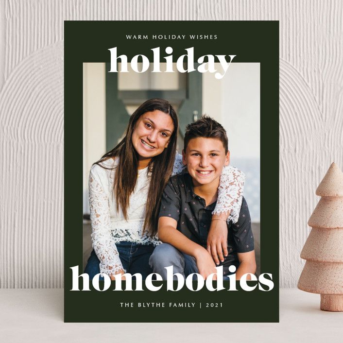 "holiday homebodies" - Customizable Holiday Photo Cards in Green by Lindsay Stetson Thompson. | Minted