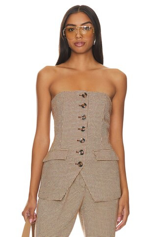 Phoebe Bustier in Toffee Houndstooth | Revolve Clothing (Global)