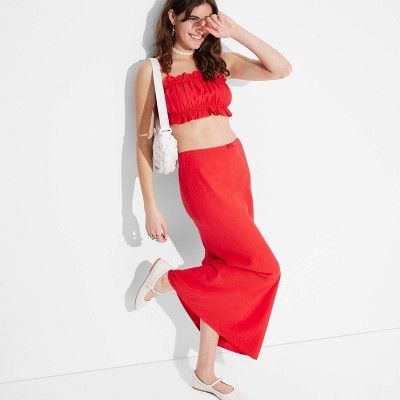 Women's Linen Bow-Front Maxi Skirt - Wild Fable™ Red M | Target