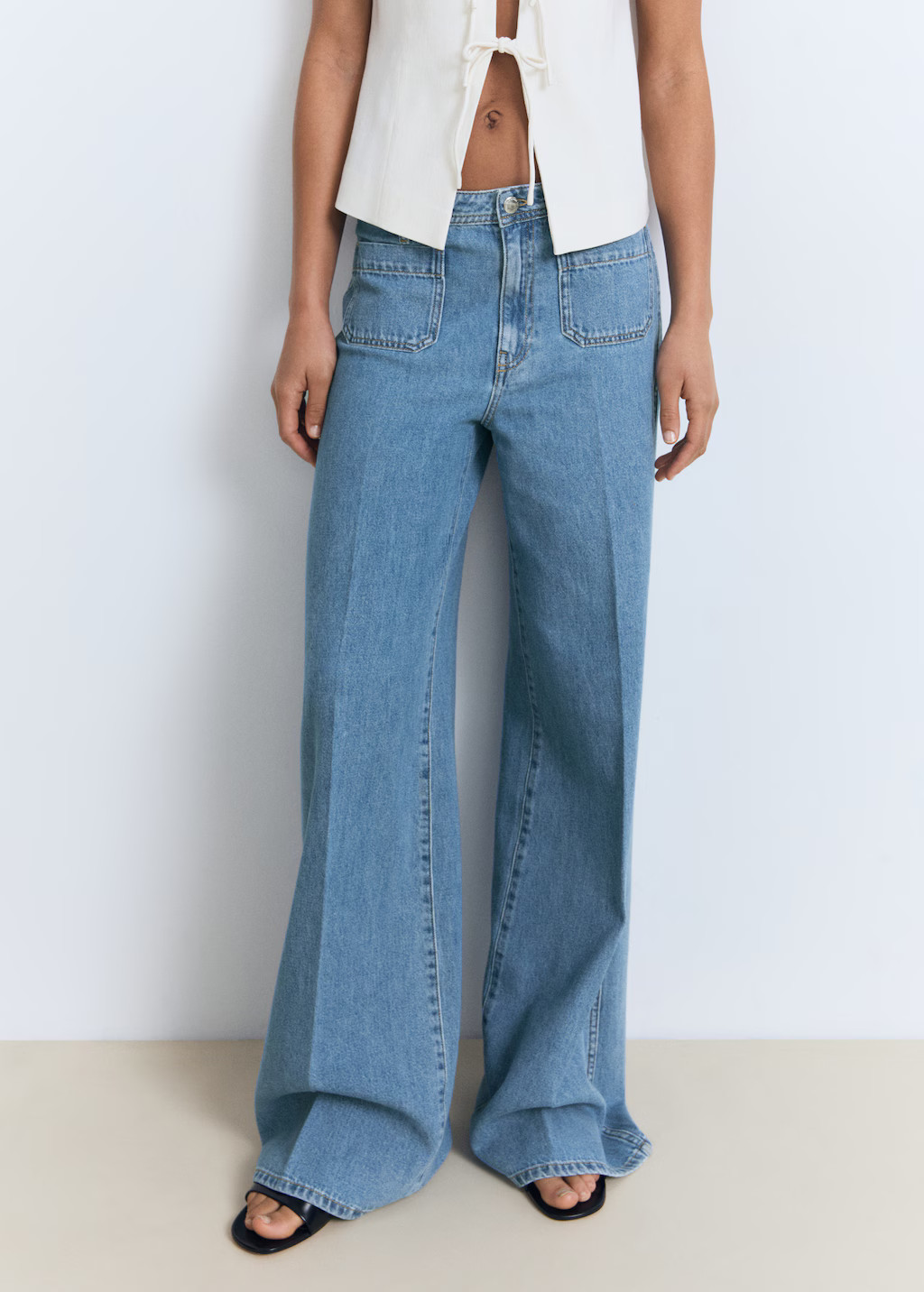 High-rise wide leg  jeans with pockets | MANGO (UK)