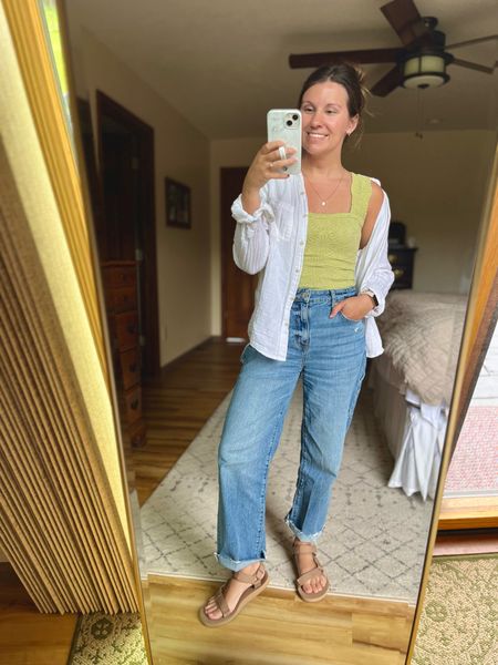 Wearing a size medium in the tank (light green color) and I also linked it from some other sellers as well!

Wearing my true size in the jeans (stretchy and comfy). My button up is older so I linked similar options. My sandals are a size 6 and fit great (I also linked the thin strap version which I own in the dark brown leather!)

#LTKStyleTip #LTKFindsUnder100 #LTKSeasonal