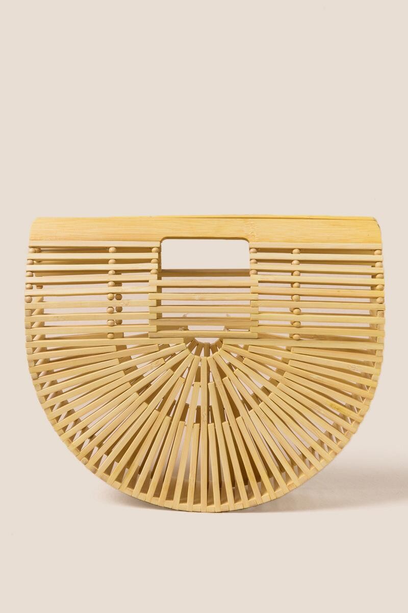 Small Wooden Arc Clutch in Yellow | Francesca’s Collections