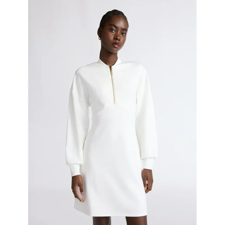 Scoop Women's and Women's Plus New Scubaknit Zip Front Mini Dress, Sizes XS-4X - Walmart.com | Walmart (US)