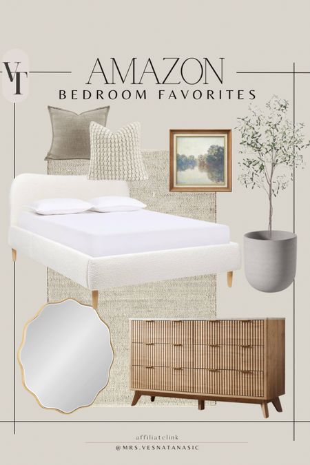 Amazon home bedroom favorite finds! Loving these pieces for a neutral bedroom vibe! 

Bedroom, bed, dresser, boucle bed, mirror, artwork, framed art, faux olive tree, planter, throw pillow, rug, jute rug, neutral rug, dresser decor, bedroom inspo, home, home decor, Amazon home, Amazon find, Amazon furniture, 

#LTKsalealert #LTKhome #LTKstyletip