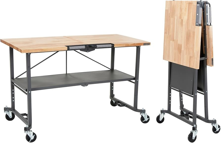COSCO SmartFold Portable Workbench/Folding Utility Table (Gray Steel Frame) | Amazon (US)