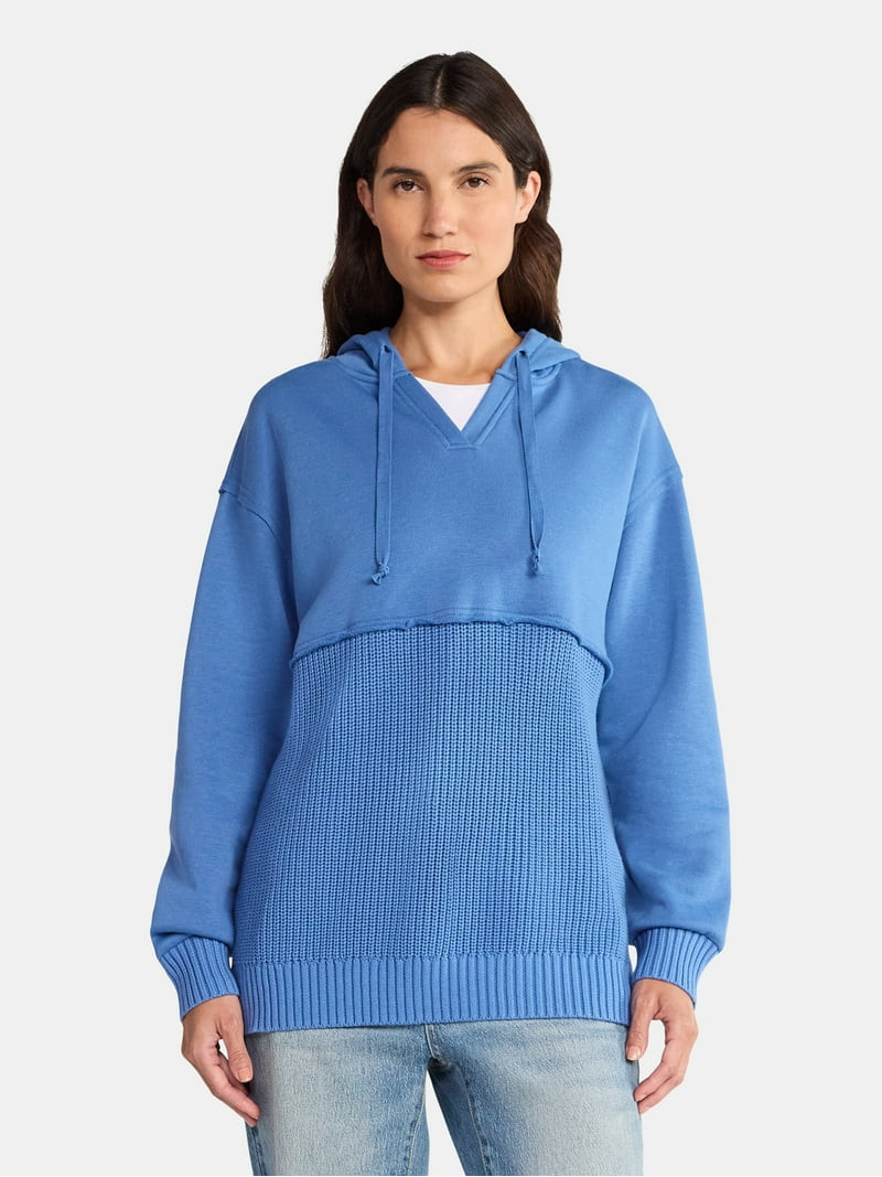 Time and Tru Women's Mixed Media Hoodie, Sizes XS-XXXL | Walmart (US)