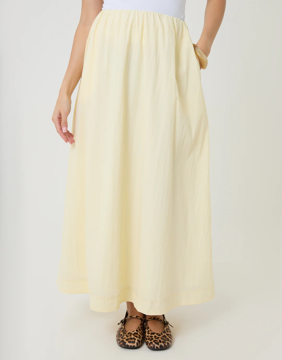 Gathered Waist Maxi Skirt in Yellow | Threadbare UK