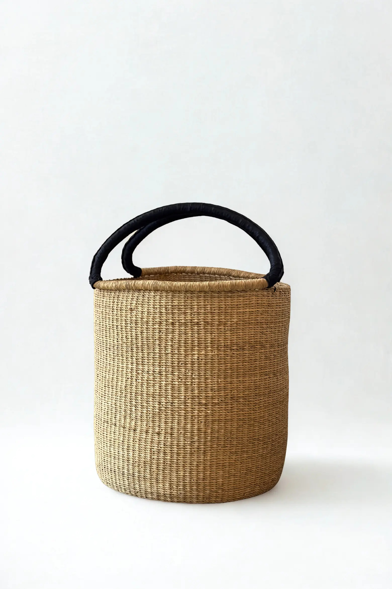 Handwoven Double Weave Hamper Basket with Black Leather Handles | Nordstrom | Nordstrom