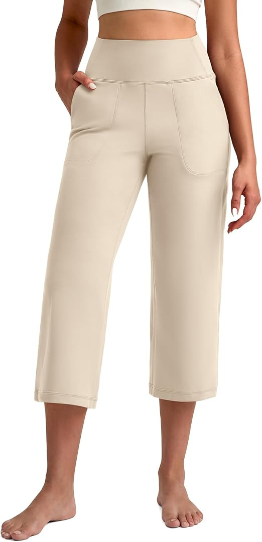G4Free BareFeel High Stretch Capri Yoga Pants for Women Soft Wide Leg Pants High Waist Casual Cap... | Amazon (US)