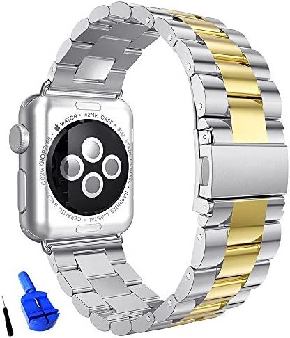 HUANLONG Compatible with Apple Watch Band, Solid Stainless Steel Metal Replacement Watchband Brac... | Amazon (US)