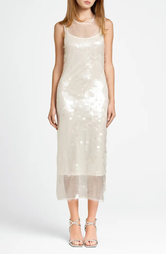x CHÉRIE MADELEINE Danse Sequin Sleeveless Midi Dress | Nordstrom