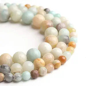Natural Stone Beads Amazonite 8mm Polished Round Smooth Gemstone Beads for Jewelry Making 15 Inch... | Amazon (US)