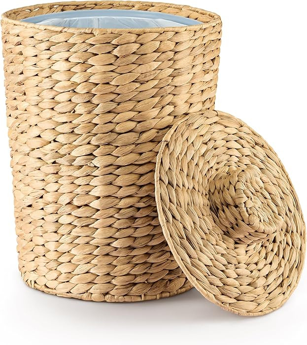 Tidita 2 Gallons Wicker Waste Basket - Water Hyacinth Bathroom Garbage Can with a Lid - Bathroom ... | Amazon (US)