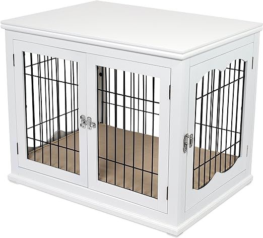 Internet's Best Decorative Dog Kennel with Pet Bed - Small Dog - Double Door - Wooden Wire Dog Ho... | Amazon (US)