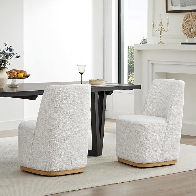CHITA Upholstered Rolling Dining Chair on Casters Set of 2, FSC Certified Modern Fabric Dining Ch... | Amazon (US)