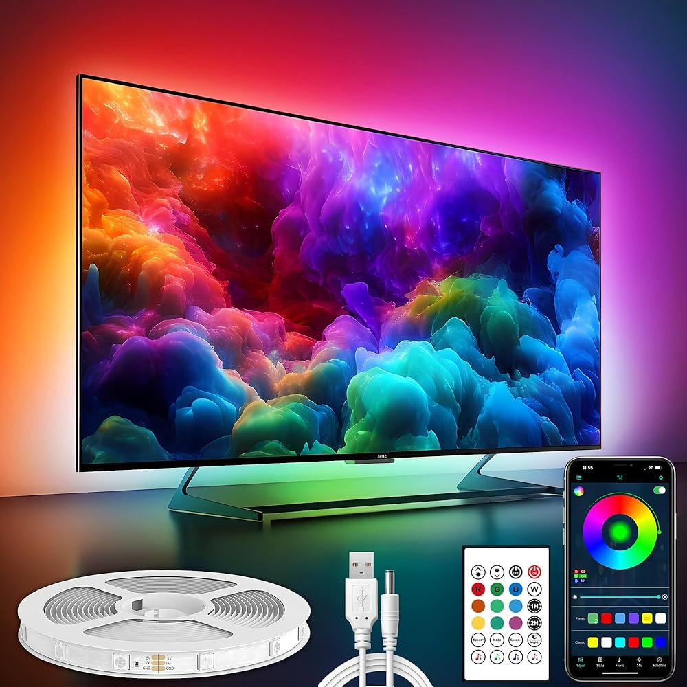 Maylit ICRGB TV LED Backlight, App Control LED Lights for 20-36in TV/Monitor, Music Sync Color Changing TV LED Strip Lights for Home Decor, USB Powered Gaming Accessories Lights for Bedroom Room Decor | Amazon (US)