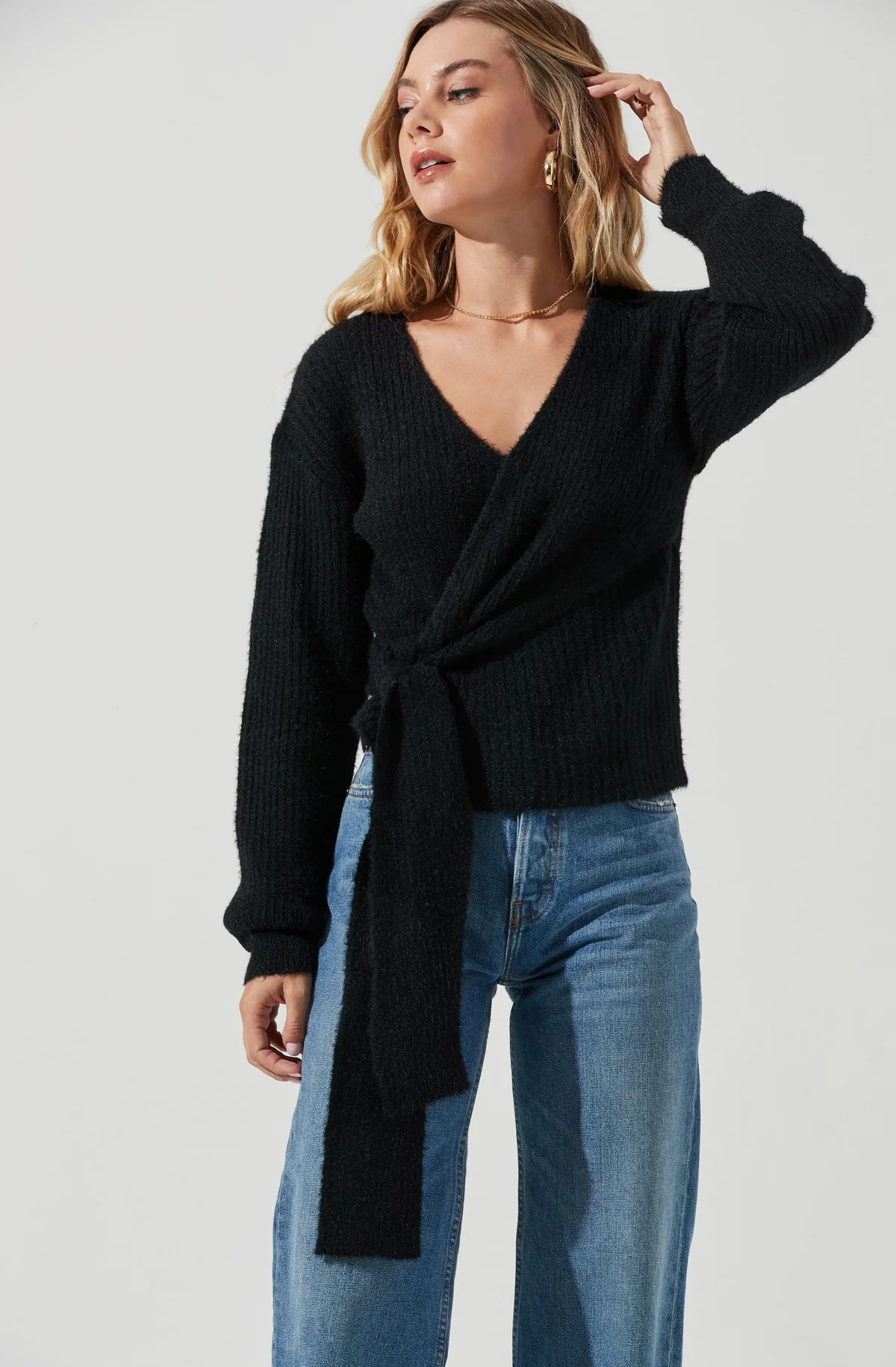 Fuzzy Tie Front Sweater | ASTR The Label (US)