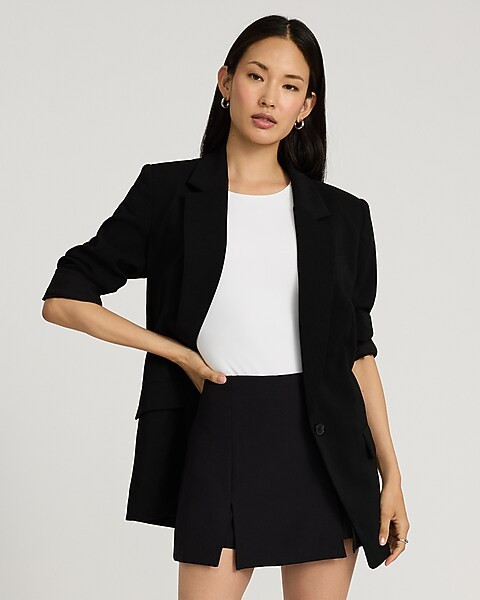 Studio Stretch Twill High Waisted Slit Front Mini Skort | Express | Express